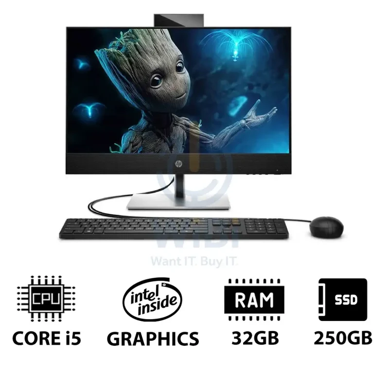 HP ProOne 440 G9 AIO - i5 / 32GB / 250GB (NVMe M.2 SSD) / 23.8" FHD Touch / DOS (Without OS) / 1YW / Black - Desktop