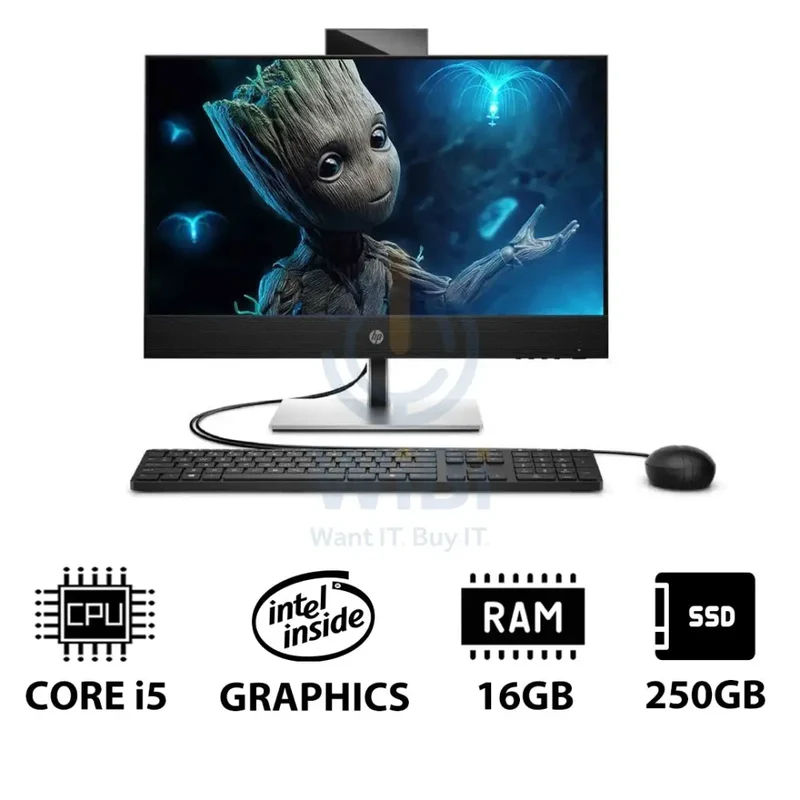 HP ProOne 440 G9 AIO - i5 / 16GB / 250GB (NVMe M.2 SSD) / 23.8" FHD Touch / DOS (Without OS) / 1YW / Black - Desktop