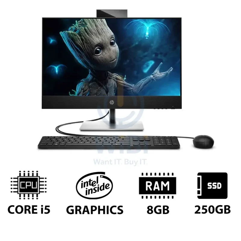 HP ProOne 440 G9 AIO - i5 / 8GB / 250GB (NVMe M.2 SSD) / 23.8" FHD Touch / DOS (Without OS) / 1YW / Black - Desktop