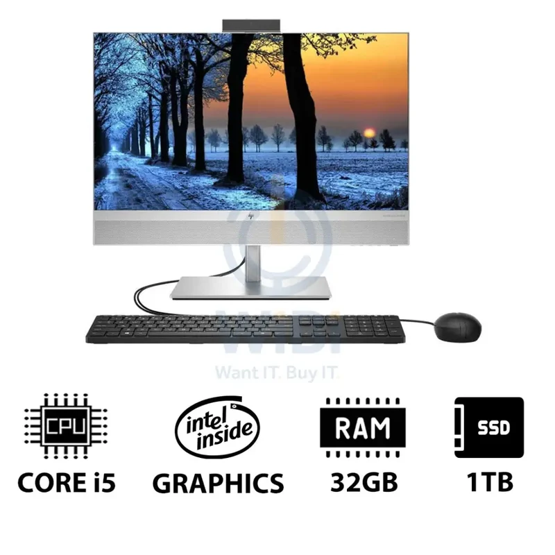HP EliteOne 840 G9 AIO PC - 23.8" FHD Non-Touch / i5 / 32GB / 1TB (NVMe M.2 SSD) / DOS (Without OS) / 1YW - Desktop
