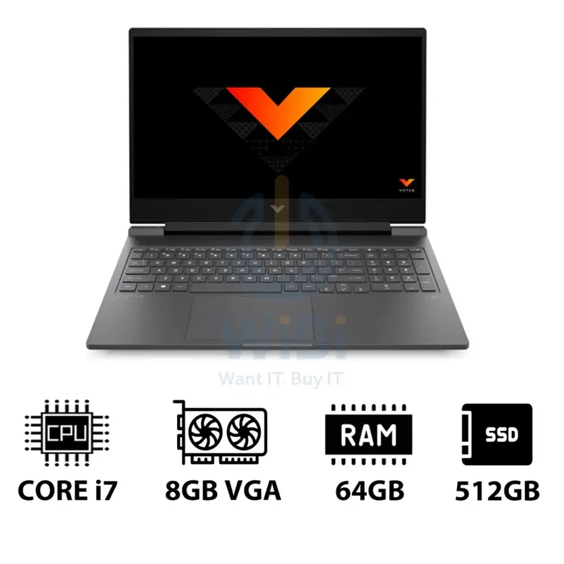 HP Victus - 16.1" QHD / RTX 4060 8GB VGA / i7 / 64GB / 512GB (NVMe M.2 SSD) / Mica Silver