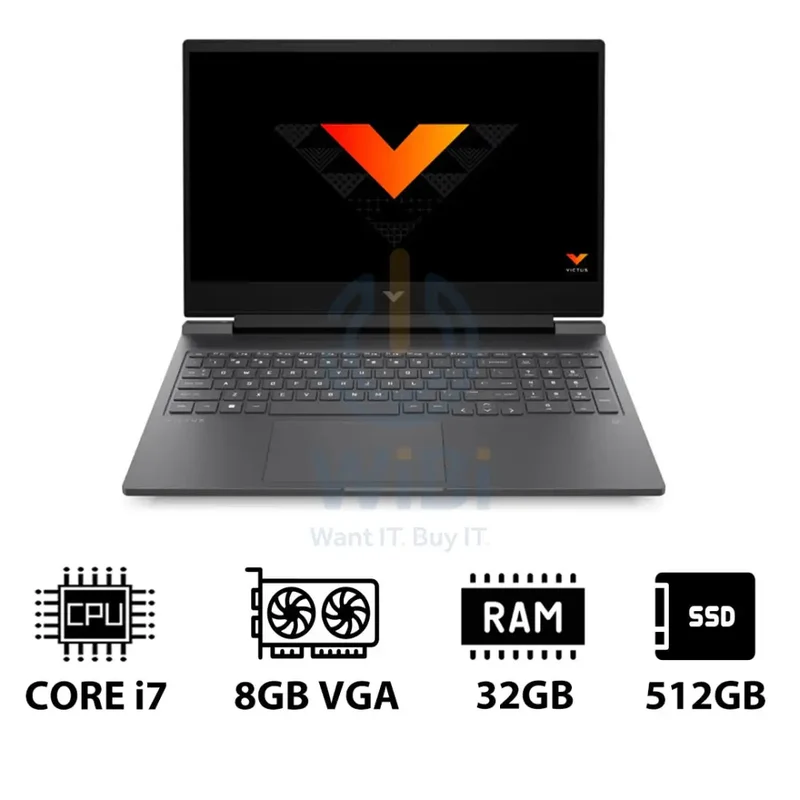 HP Victus - 16.1" QHD / RTX 4060 8GB VGA / i7 / 32GB / 512GB (NVMe M.2 SSD) / Mica Silver