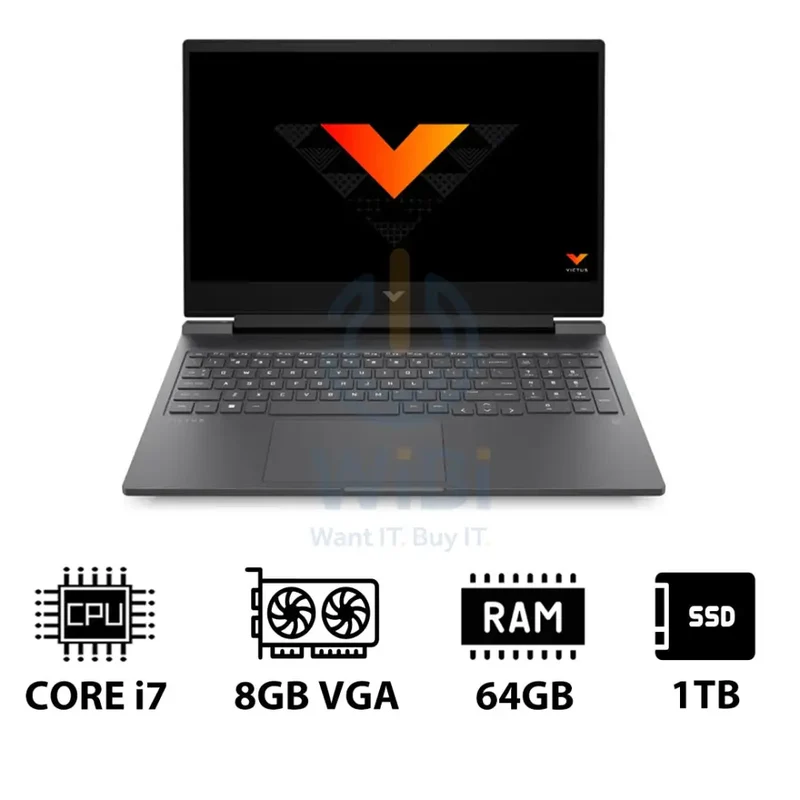 HP Victus - 16.1" QHD / RTX 4060 8GB VGA / i7 / 64GB / 1TB (NVMe M.2 SSD) / Mica Silver