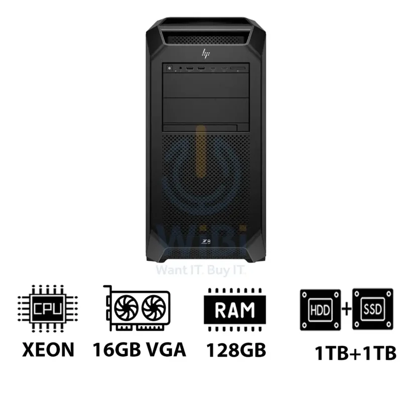 HP Z8 G5 Workstation - Xeon-2.0GHz / 12-Cores / 128GB / RTX 2000 ADA 16GB VGA / 1TB HDD + 1TB (NVMe M.2 SSD) / Win 11 Pro / 3YW