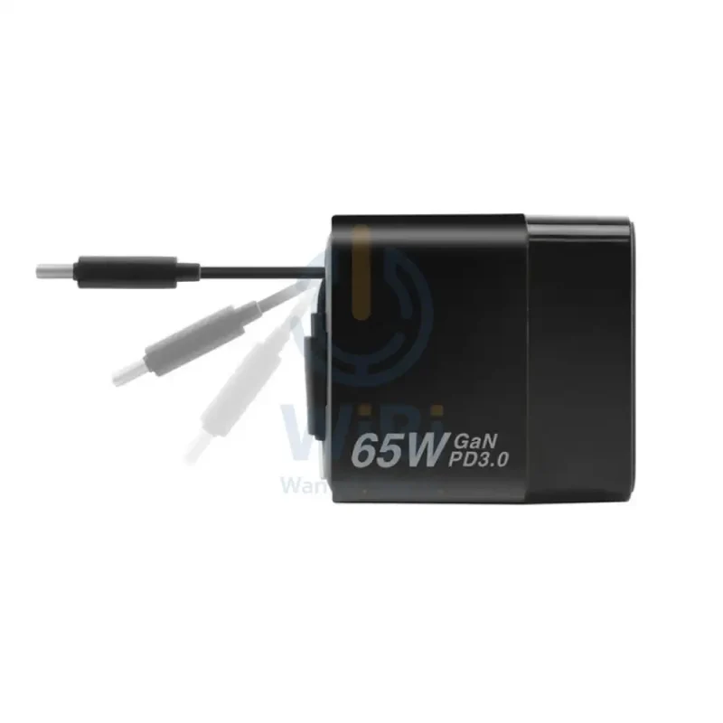 شاحن مكتبي إكس باور GX65B بتقنية GaN، 3 في 1، بقدرة 65 واط، باللون الأسود