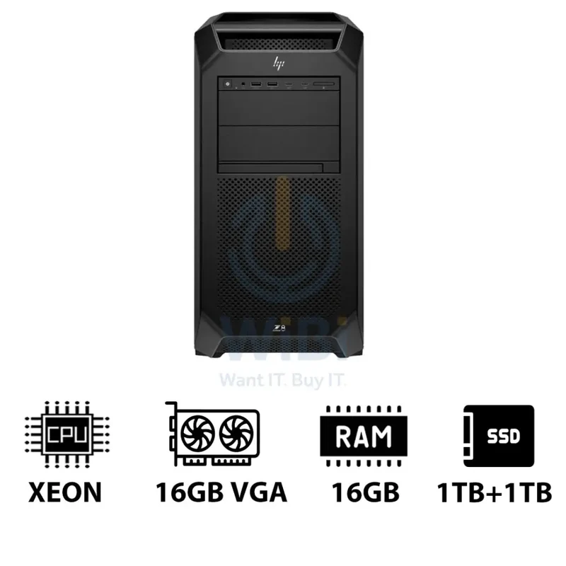 HP Z8 G5 Workstation - Xeon-2.0GHz / 12-Cores / 16GB / RTX 2000 ADA 16GB VGA / 1TB + 1TB (NVMe M.2 SSD) / Win 11 Pro / 3YW