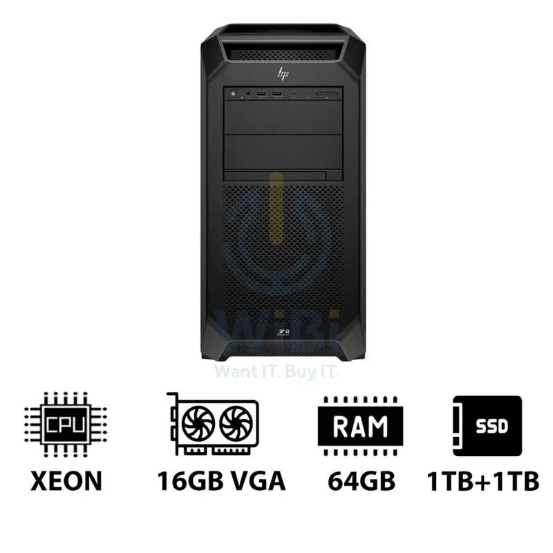 HP Z8 G5 Workstation - Xeon-2.0GHz / 12-Cores / 64GB / RTX 2000 ADA 16GB VGA / 1TB + 1TB (NVMe M.2 SSD) / DOS (Without OS) / 3YW