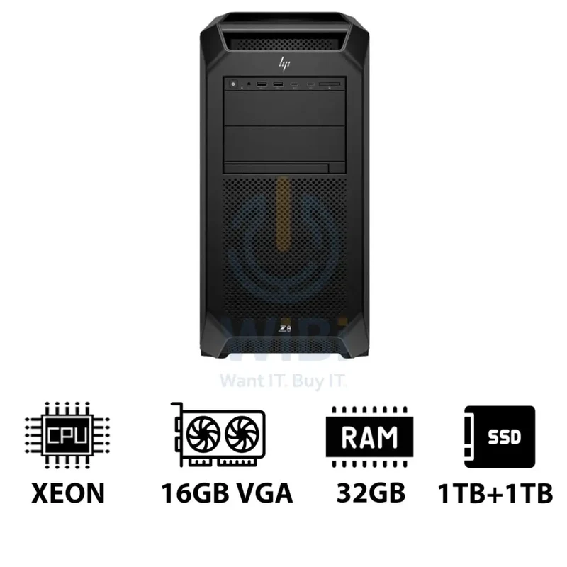 HP Z8 G5 Workstation - Xeon-2.0GHz / 12-Cores / 32GB / RTX 2000 ADA 16GB VGA / 1TB + 1TB (NVMe M.2 SSD) / DOS (Without OS) / 3YW
