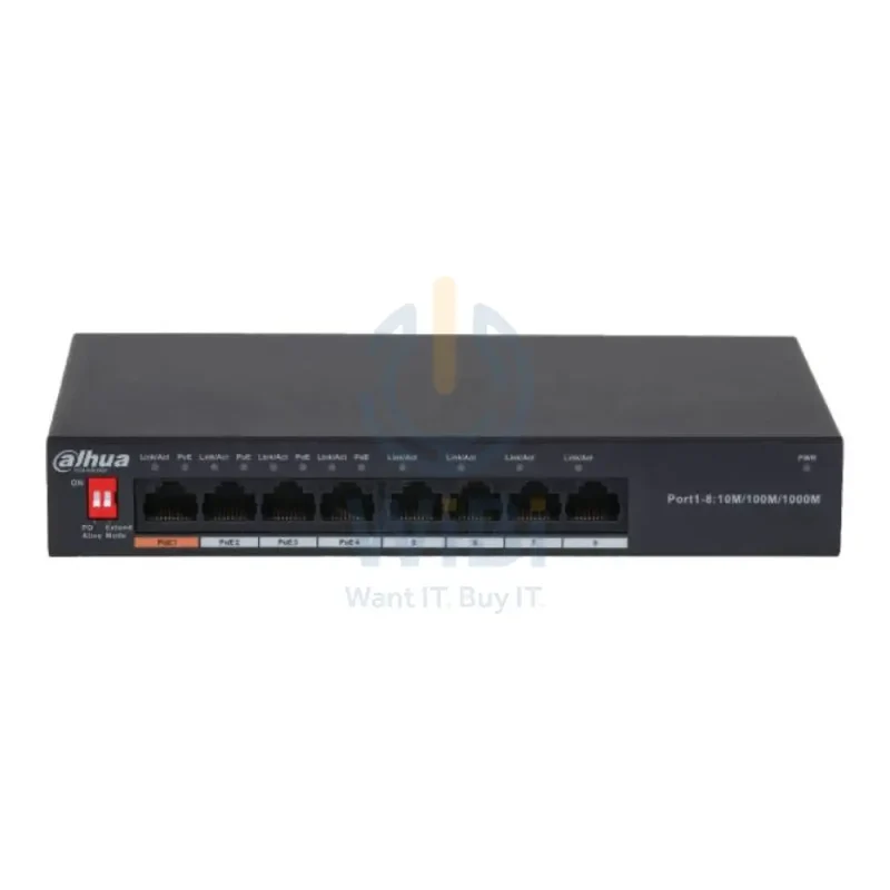 Dahua 8-Port Unmanaged Gigabit Ethernet PoE Switch with 4-Port PoE - 8 Ports / Unmanaged - Switch