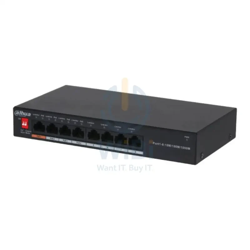Dahua 8-Port Unmanaged Gigabit Ethernet PoE Switch with 4-Port PoE - 8 Ports / Unmanaged - Switch