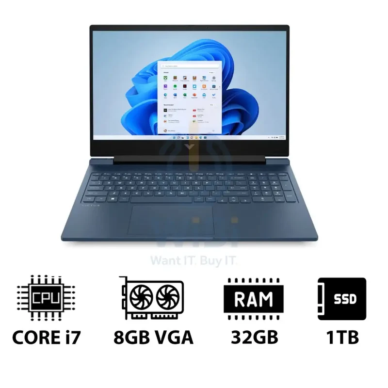 HP Victus - 16.1" FHD / RTX 4060 8GB VGA / i7 / 32GB / 1TB (NVMe M.2 SSD) / Performance Blue