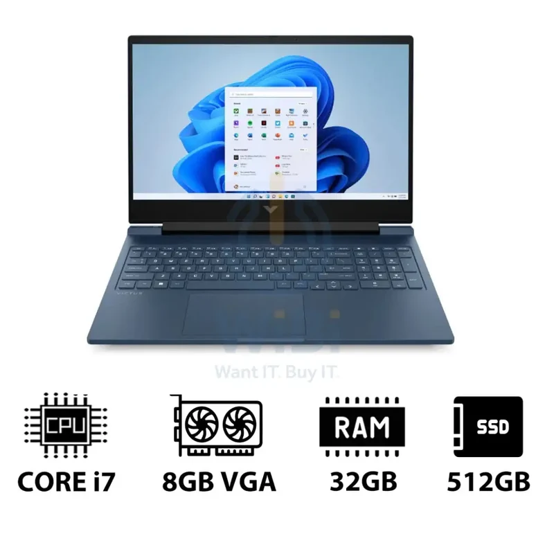 HP Victus - 16.1" FHD / RTX 4060 8GB VGA / i7 / 32GB / 512GB (NVMe M.2 SSD) / Performance Blue