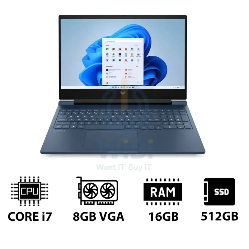 HP Victus - 16.1" FHD / RTX 4060 8GB VGA / i7 / 16GB / 512GB (NVMe M.2 SSD) / Performance Blue