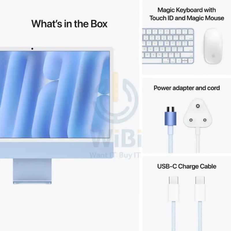 Apple iMac - 24" / M4 / 8-Core CPU / 8-Core GPU / 16 Core Neural Engine / 16GB RAM / 256GB SSD / Arb/Eng / Blue / 1YW