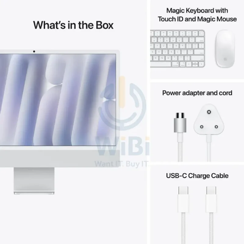 Apple iMac - 24" Standard Glass / M4 / 10-Core CPU / 10-Core GPU / 16 Core Neural Engine / 16GB RAM / 512GB SSD / Arb/Eng / Silver / 1YW