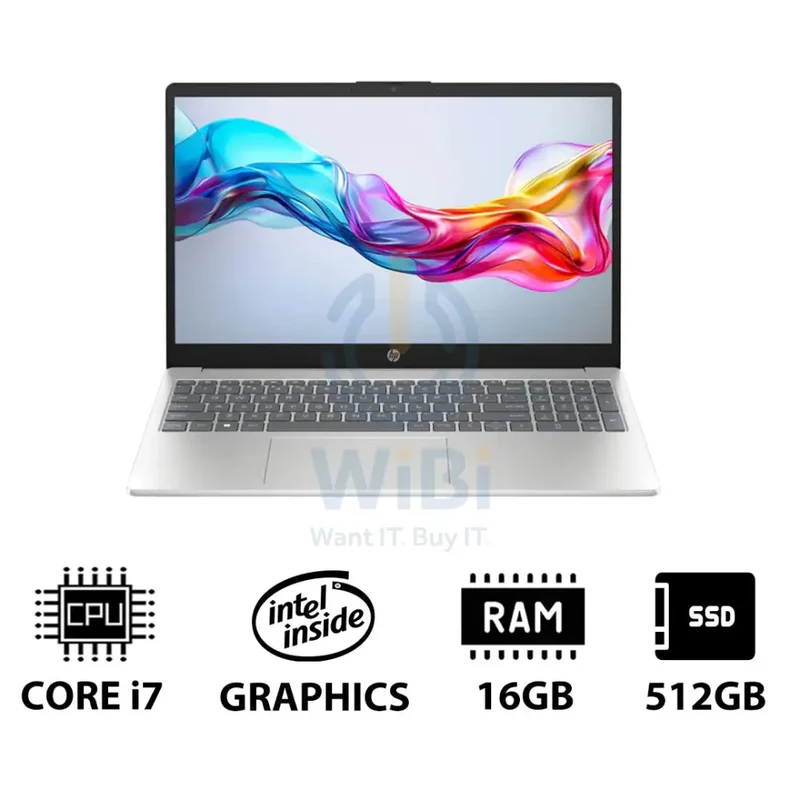HP 15-FD0144NE - 15.6" FHD / i7 / 16GB / 512GB (NVMe M.2 SSD) / DOS (Without OS) / 1YW / Natural Silver - Laptop