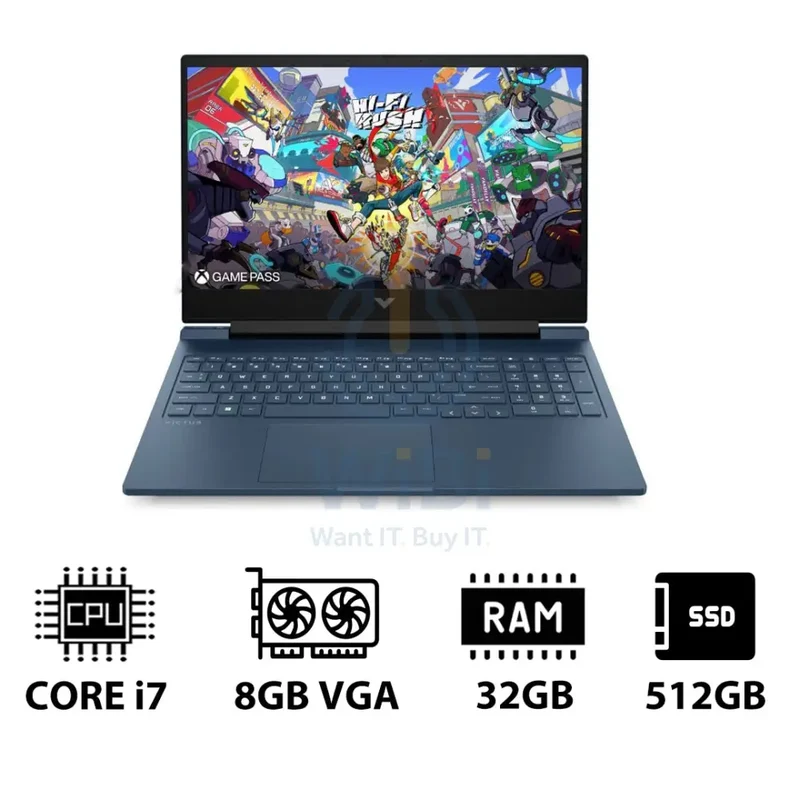 HP Victus - 16.1" FHD / RTX 4060 8GB VGA / i7 / 32GB / 512GB (NVMe M.2 SSD) / Performance Blue