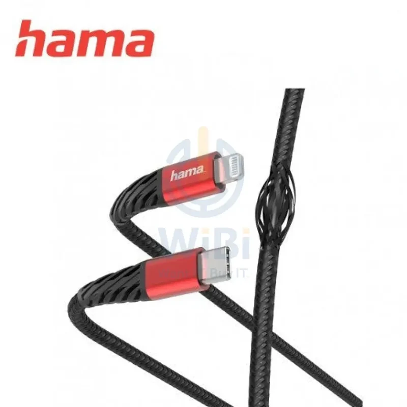 Hama Type-A to Lightning Charging-Data Cable 1.5 m - Black-Red