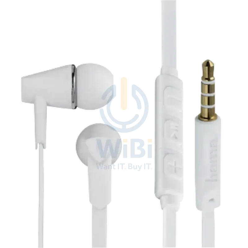 Hama Joy Earphones with Flat Ribbon Cable, Microphone - White