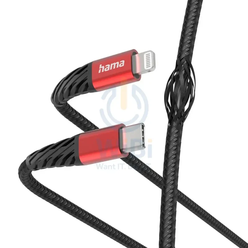 Hama Type-C to Lightning Fast Charging-Data Cable 1.5 m - Black-Red