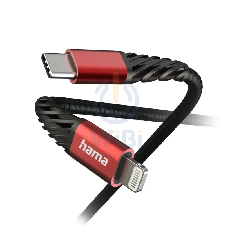 Hama Type-C to Lightning Fast Charging-Data Cable 1.5 m - Black-Red