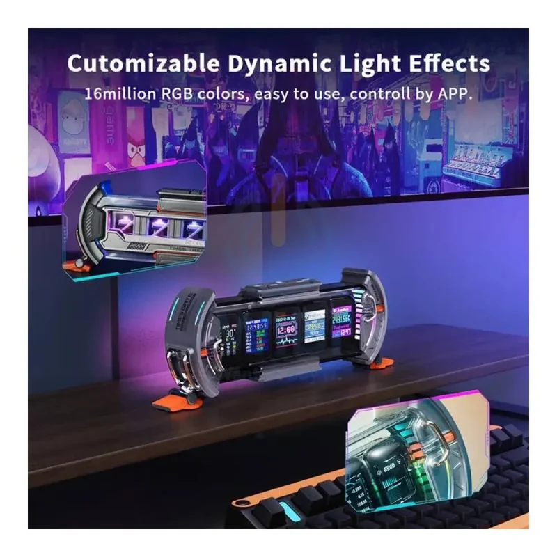 Divoom Times Gate Pixel Art Informative Cyberpunk Digital Clock Display - Silver