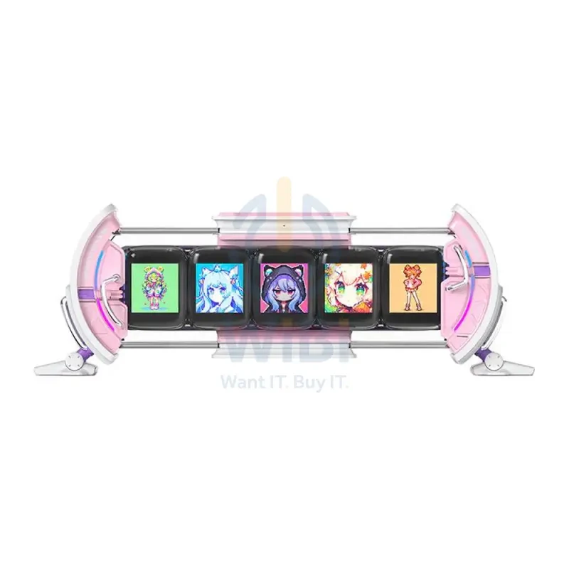 Divoom Times Gate Pixel Art Informative Cyberpunk Digital Clock Display - Pink