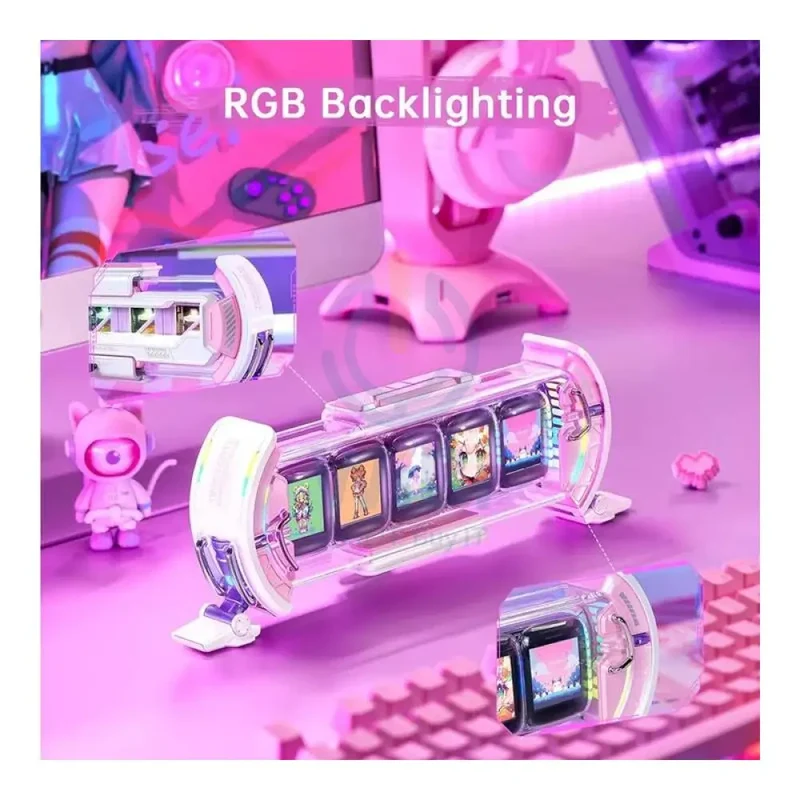 Divoom Times Gate Pixel Art Informative Cyberpunk Digital Clock Display - Pink