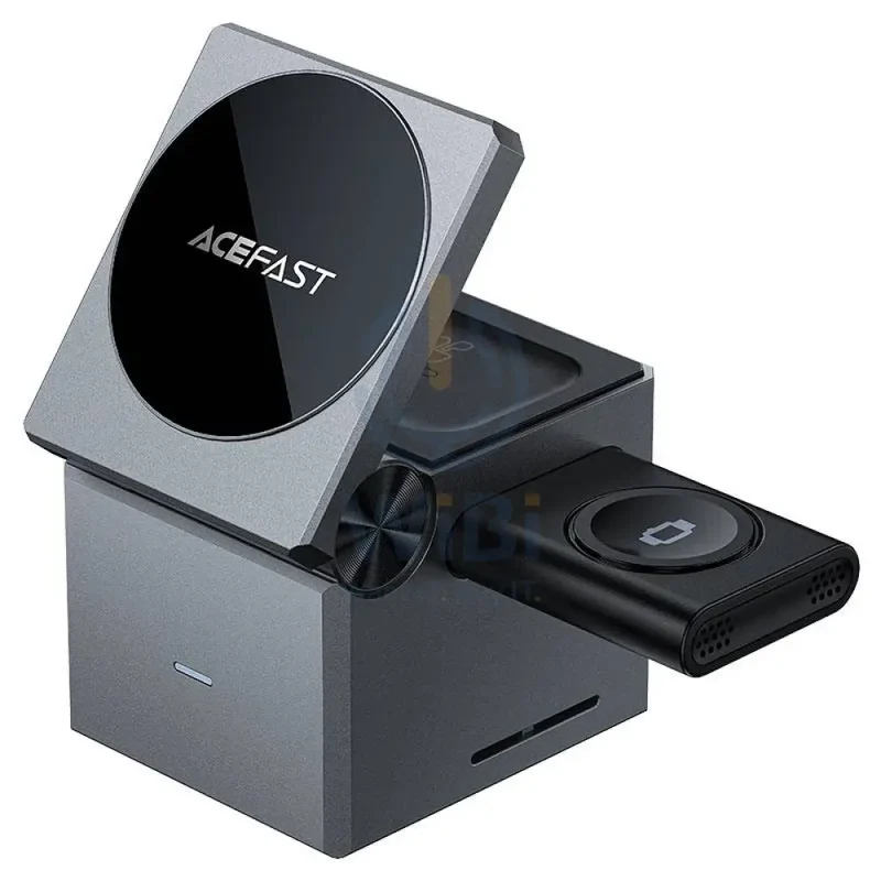 ACEFAST E18 3-in-1 Desktop Wireless Charging Holder - 23W / Metal Grey