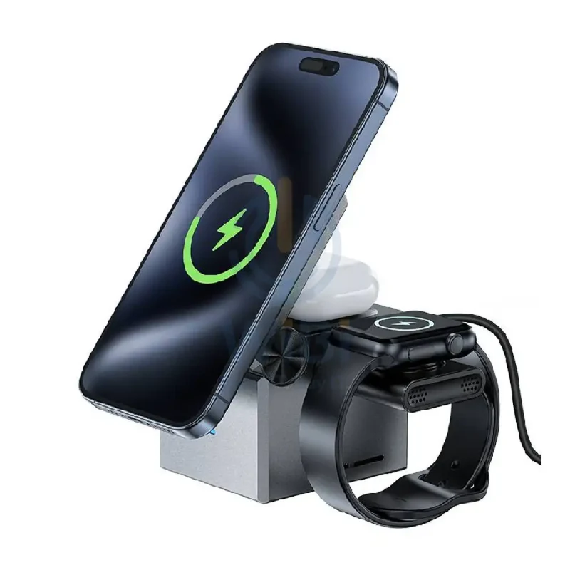 ACEFAST E18 3-in-1 Desktop Wireless Charging Holder - 23W / Metal Grey
