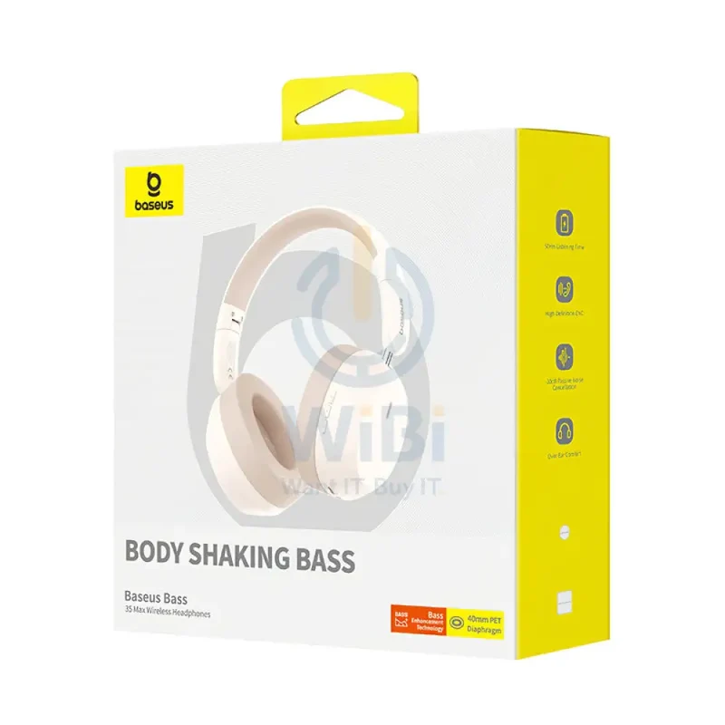 Baseus Bass 35 Max Wireless Headphones - Bluetooth / Stellar White