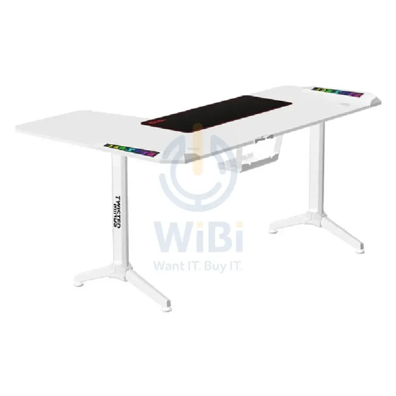 Twisted Minds WARRIOR L-Shaped RGB Gaming Desk - Right / White