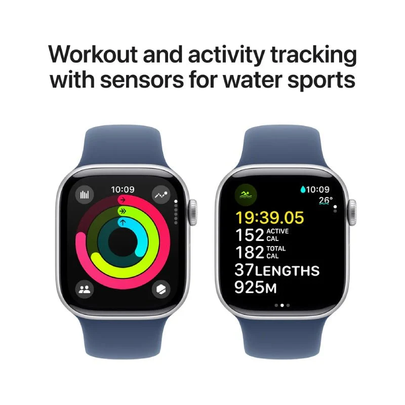 Apple Watch Series 10 with Sport Band - LTPO OLED / 64GB / 42mm / Medium/Large / Bluetooth / Wi-Fi / Denim