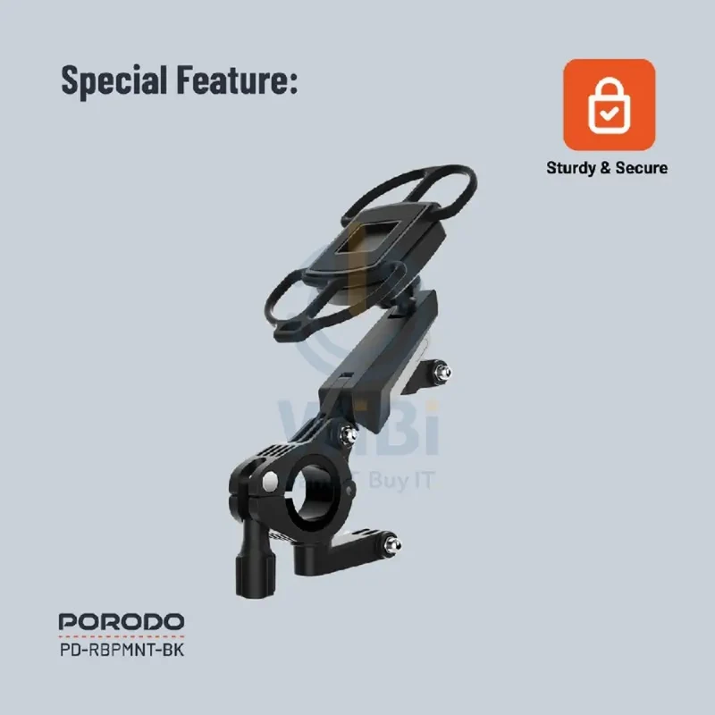 Porodo 360° Rotatable Bike Phone Mount - Black