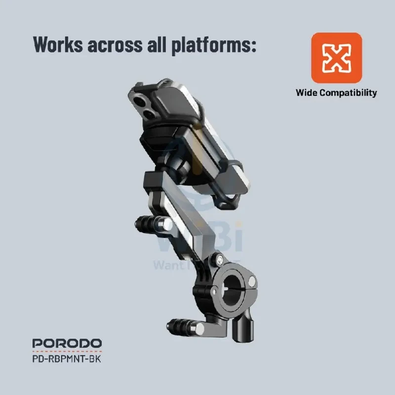 Porodo 360° Rotatable Bike Phone Mount - Black