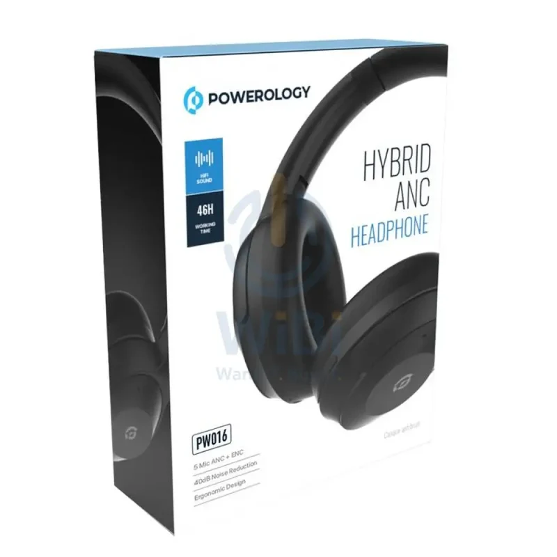 Powerology Hybrid ANC Headphone - 600mAh / Black