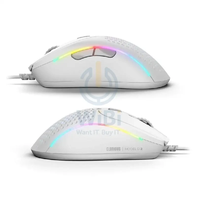 Glorious Model D2 Wired RGB Gaming Mouse - Matte White