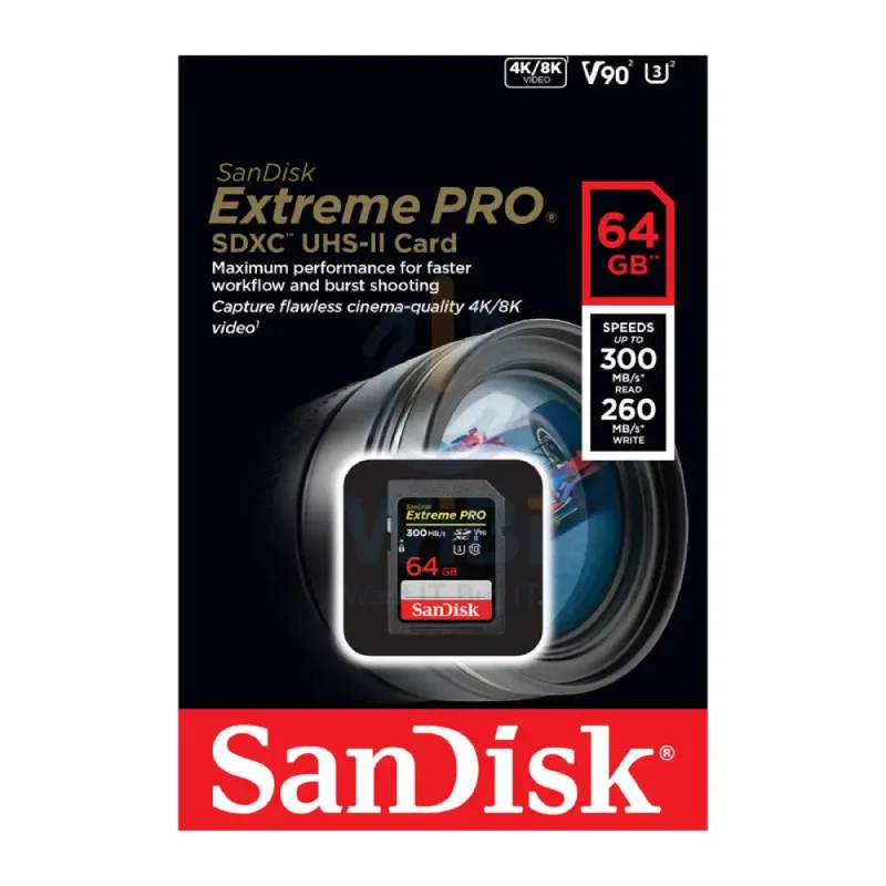 SanDisk Extreme PRO SDHC and SDXC UHS-II Cards - 64GB / Up to 300MB/s