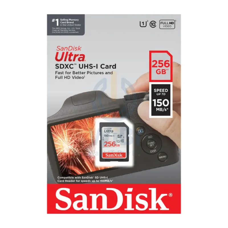 بطاقة ذاكرة سان ديسك ألترا SDHC UHS-I وSDXC UHS-I، بسعة 256 جيجابايت، بسرعة تصل إلى 150 ميجابايت/ثانية
