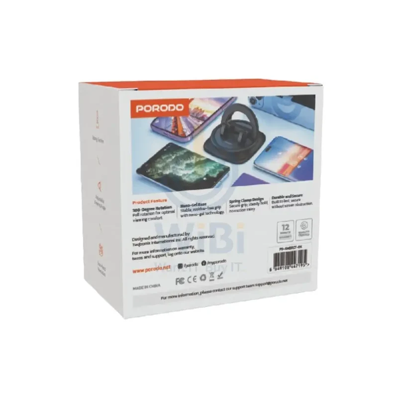 Porodo Rotatable Mobile Phone Bracket - Black