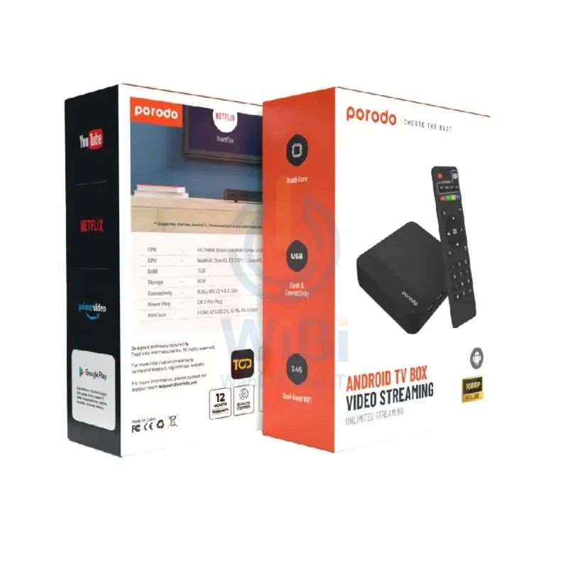 Porodo Android Video Streaming TV Box - Black