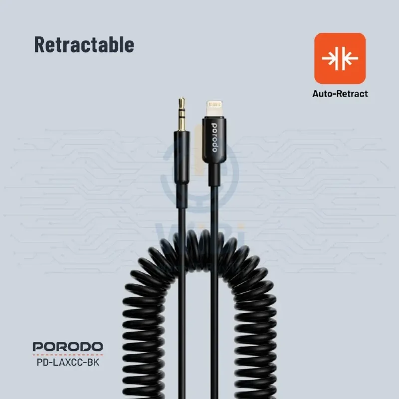Porodo Audio Data Cable - 1.2M / Lightning / 3.5mm Jack / Black