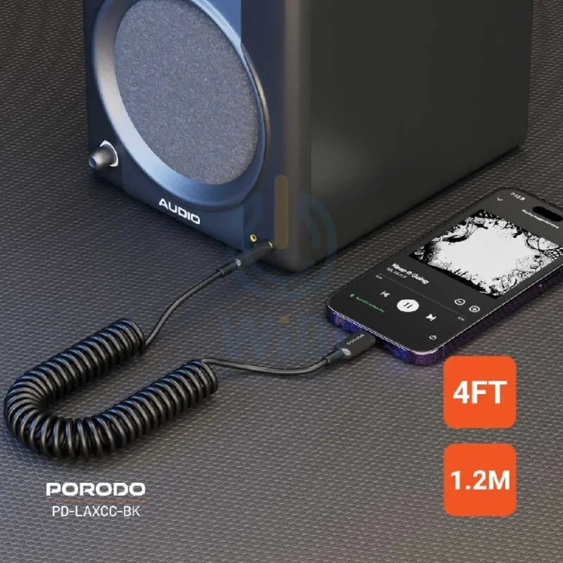 Porodo Audio Data Cable - 1.2M / Lightning / 3.5mm Jack / Black