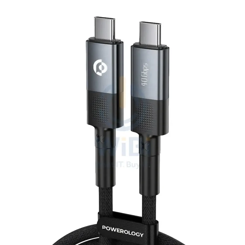Powerology Braided USB 4.0 Type-C to Type-C Fast Charging Cable 2M - Grey