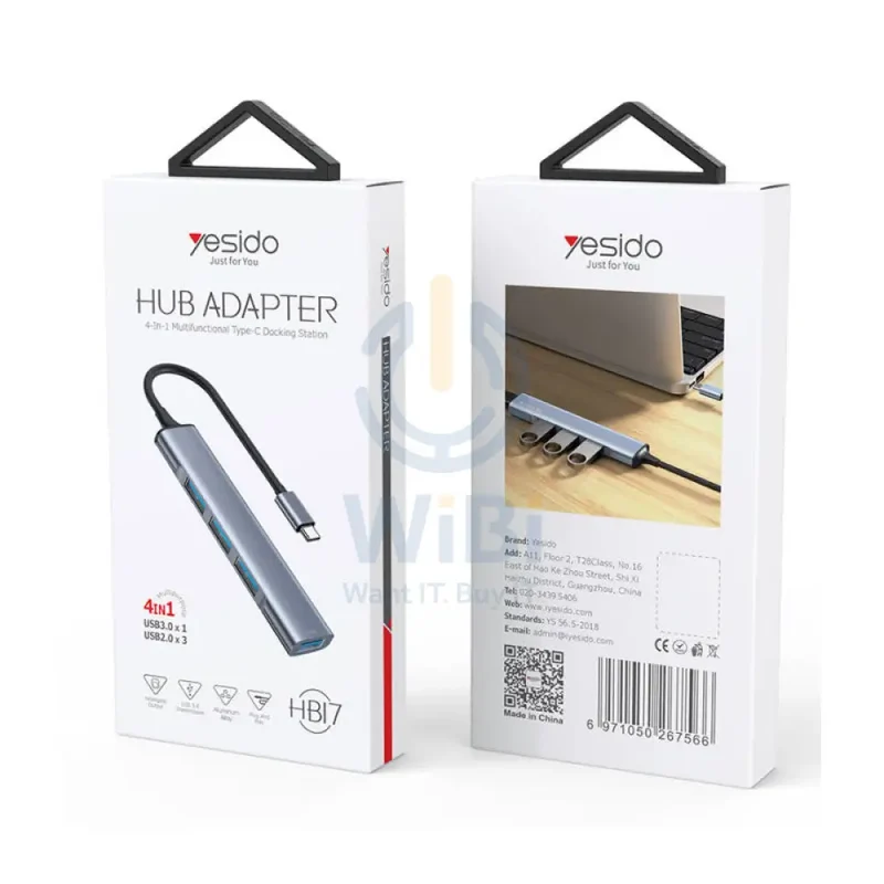 Yesido HB17 4 in 1 Multifunctional Docking Station HUB Adapter - USB-C / Type-C - Gray