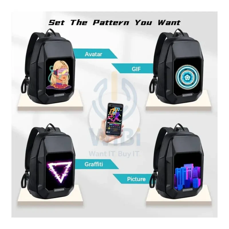 Divoom CyberBag Customizable Pixel LED Animation Display Backpack - Black
