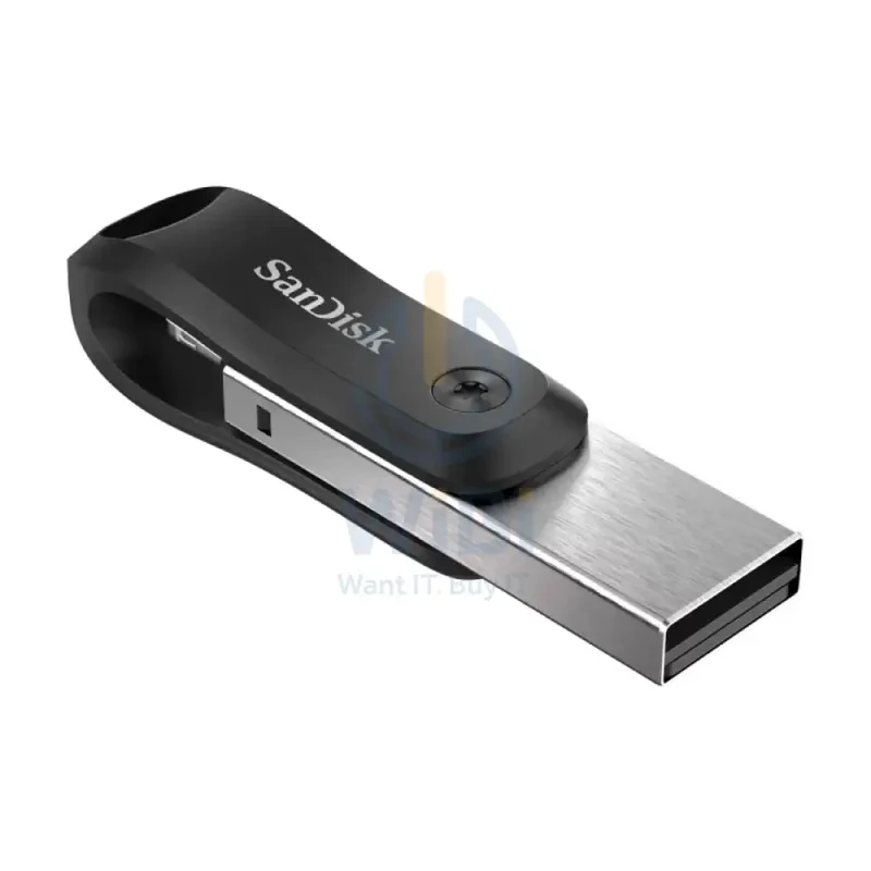 SanDisk iXpand Flash Drive Go - 64GB / USB 3.0 / Lightning / Black and Silver