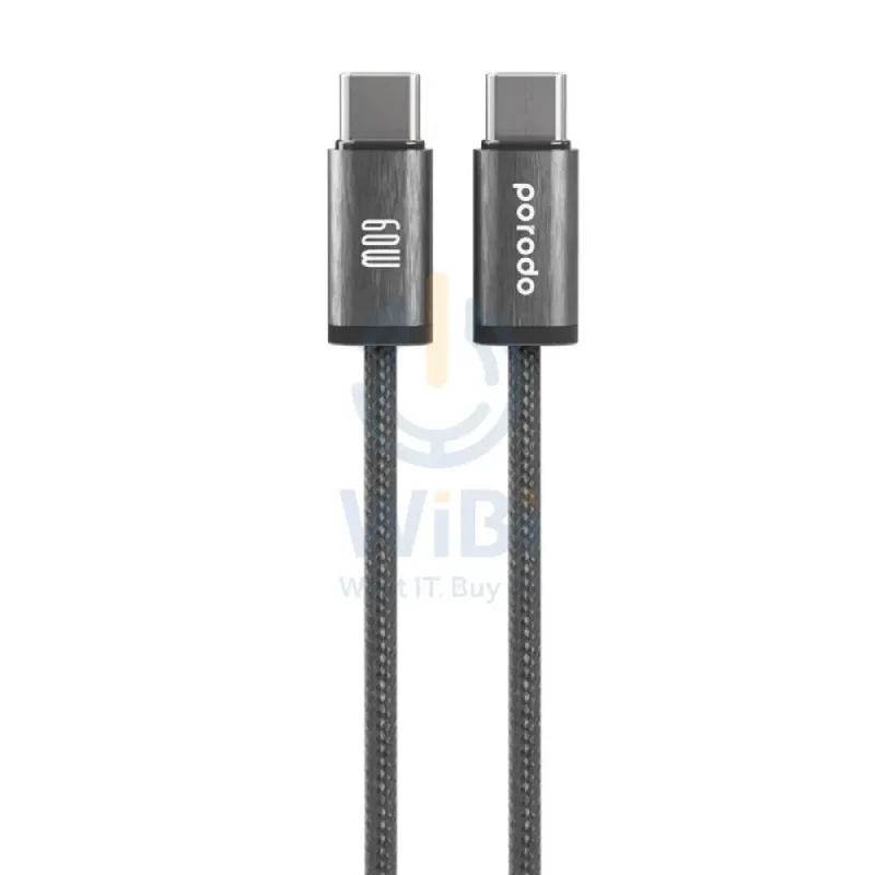 Porodo Woven Braided Cable - 1.2M / Type-C / 60W / Black