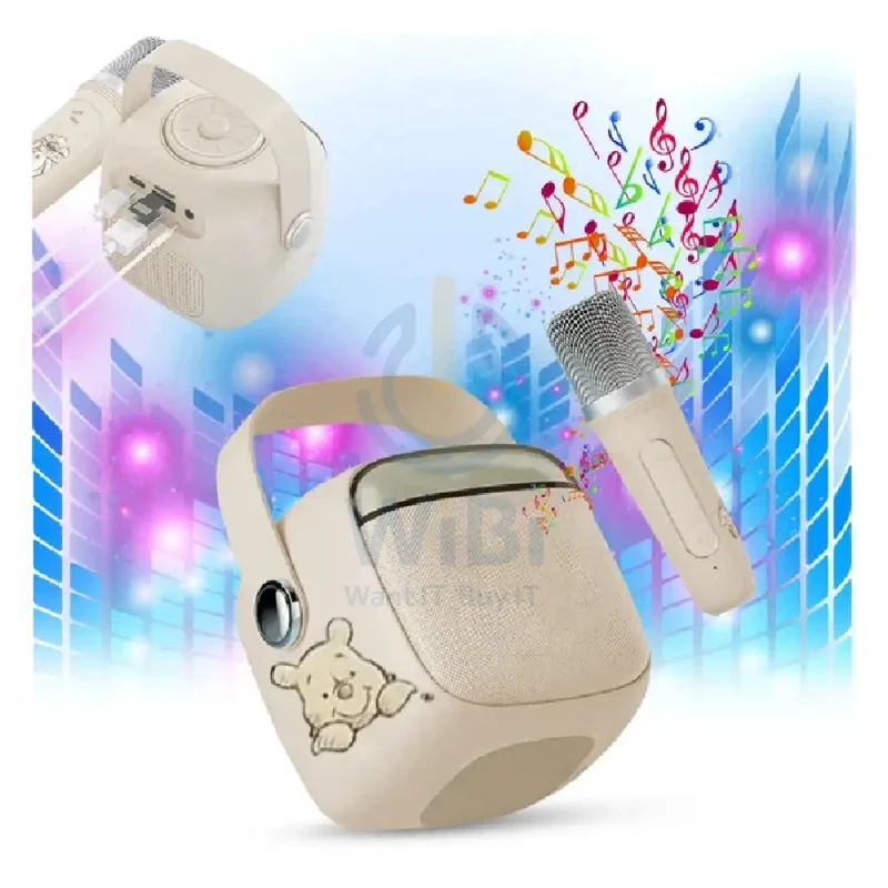 Disney QS-S3 Portable karaoke microphone speaker - Winne Beige