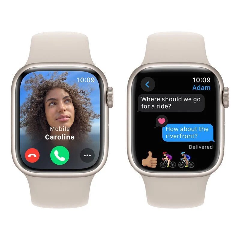 Apple Watch Series 9 with Sport Band - LTPO OLED / 64GB / 45mm / Small/Large / Bluetooth / Wi-Fi / Starlight